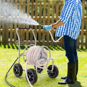 Hose Reel Cart, Hold Up To 300 Ft Of 5/8’’ Hose, Garden Water Hose Carts Mobile Tools With 4 Wheels, Heavy Duty Powder-coated Steel Outdoor Plant