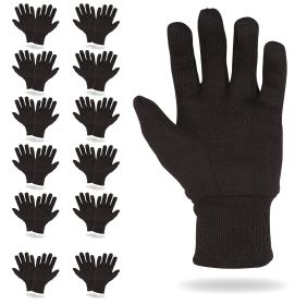 Brown Jersey Gloves for Men and Women, 10", Pack of 600 Cotton Jersey Work Gloves with Elastic Knit Wrists, Washable Cotton Garden Gloves