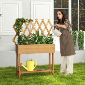 Wooden Raised Garden Bed Mobile Elevated Planter Box with Trellis