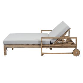 TREXM 1-Piece Farmhouse-styled Wooden Outdoor Sunbed for Ultimate Relaxation Outdoor Daybed Seating 2 People for Poolside, Garden and Backyard (G