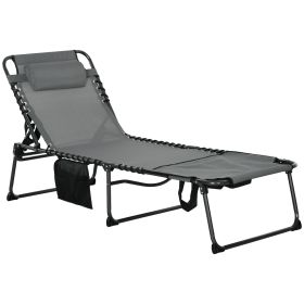 ,Outsunny Folding Chaise Lounge with 5-level Reclining Back, Outdoor Tanning Chair with Reading Face Hole