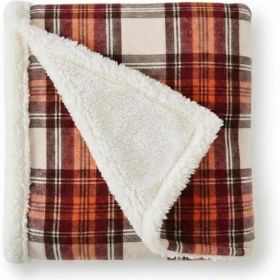 Sherpa Reverse Throw Blanket For Bed Or Couch, 50 X 60 Soft And Cozy, Lightweight Comfort, Versatile Layering, Couch Or Bed Use, Machine (Option: Edgewood Plaid Red)