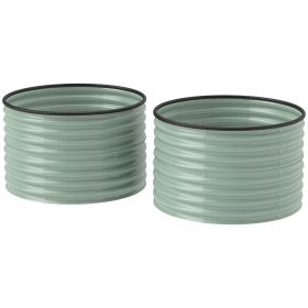 Set of 2 Raised Garden Bed, Metal Planter Box with Safety Edging, Easy-to-assemble Stock Tank, Light Green (Option: Green-575x375x130 mm)