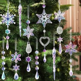 21Pcs Christmas Decorations For Xmas Tree Decor Clear Crystal Ornaments (Option: White)