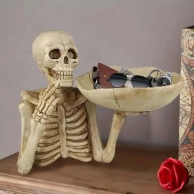 Halloween Skeleton Storage Tray, Skull Halloween Candy Dish Fruit Snack Serving Tray Platter Cupcake Containers Goth Dining Table Centerpiece Hal (Option: Yellow)