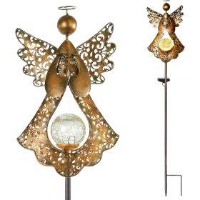 Solar Angel Lights Stake, 40.5 Bronze Garden Decor, LED Memorial (Option: Golden)
