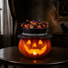 Not For Sale On Wayfair--- Halloween Pumpkin Candy Bowl With Witch Hat, Light Up Jack O Lantern Decoration, Spooky Tabletop Storage Container For (Option: Yellow+Black)