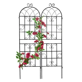 2 Pack Metal Garden Trellis 71" X 19.7" Rustproof Trellis For Climbing Plants Outdoor Flower Support (Option: Black)