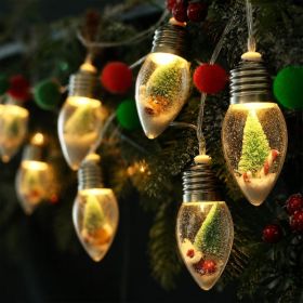 2PC 6.6ft Christmas Lights For Indoor Bedroom Decorations 10 LED Globe Bulbs String Light With Tree Snow (Option: LIGHT)