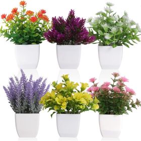 Mini Artificial Potted Plants 6 Units, Small Faux Flowers And Greenery For House, Office, Desk, Tabletop And Indoor Decor (Option: Multi)