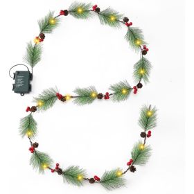 6FT Christmas Garland With Lights, 25 LED,9 Modes (Option: Green)
