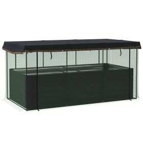 Galvanized Steel Planter Box with Crop Cage and Shade Cloth, Raised Garden Bed for Flowers, Veggies and Herbs, Dark Gray (Option: Dark Gray-1185x340x150 mm)