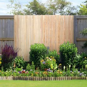 Natural Bamboo Slat Screening Privacy Bamboo Slat Fence 6 Ft H X 13 Ft L (Option: Natural)