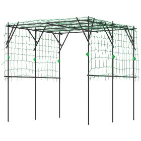 Garden Arch Trellis, 7.3 FT Tall Metal Plant Trellis Support With Climbing Net, Cucumber Trellis For Vegetables, Black (Color: Black-1140x470x80 mm)