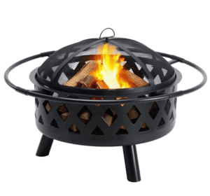 Circular Fire Pit, Wood Burning Fire Pit And Spark Cover, Outdoor Fire Pit Courtyard (Option: 36IN)