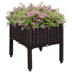 1 Piece Raised Garden Bed with Legs, Planter Box Raised Bed to Grow Flowers, Herbs & Vegetables, Brown (Option: Brown-470x460x130 mm)