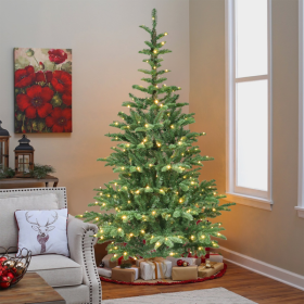 5ft Pre-Lit Christmas Tree With 200 Warm White LED Lights (Option: Christmas)