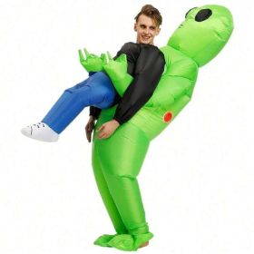 Perfect Valentine Gift Inflatable Alien Costume For Adults, Digital Printed Blow Up Halloween Outfit, Funny UFO Space Party Costume With Pump (Option: IF ALIEN big)