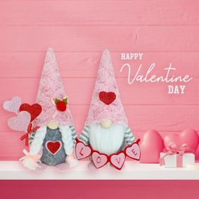 Valentine Gnomes Decorations For Home Valentines Day Tiered Tray Decor Pink Valentine Gnomes Plush Scandinavian Tomte Elf Holiday Gnomes Ornament (Option: Red)