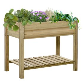 36" x 20" x 30" Raised Garden Bed, Elevated Wood Planter Box with Legs and Storage Shelf for Backyard, Patio, Balcony to Grow Vegetables, Herbs, (Option: Green-960x540x115 mm)