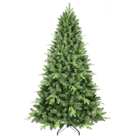 Artificial 7ft Green Christmas Tree With 1875PVC Hard Needle Mixed Branch Tips, Memory Wire Iron Wire, Hinged Premium & Foldable Base For Indoor (Option: Default Title)