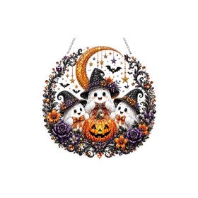 Halloween Diamond Art Hanging Kit - Ghost Trio, DIY Diamond Painting Ornament, Home Decor For Holiday & Parent-Child Craft (Option: 1pcs)