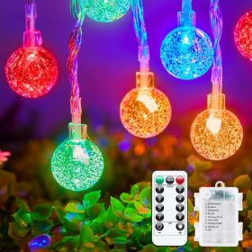 33Ft Multicolor Globe String Lights, 60 LED Battery Operated Fairy Lights With Remote (Option: Multi)