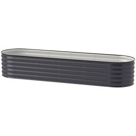 7.9' x 2' x 1.4' Galvanized Raised Garden Bed Kit, Metal Planter Box with Safety Edging, Dark Gray (Option: Dark Gray-625x485x175 mm)
