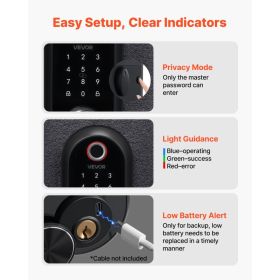 Fingerprint Door Lock, Electronic Biometric Deadbolt With Touchscreen, Auto Locking, One-Time Code, Anti-Peeking Password, Keyless Entry Door Loc (Option: Black)
