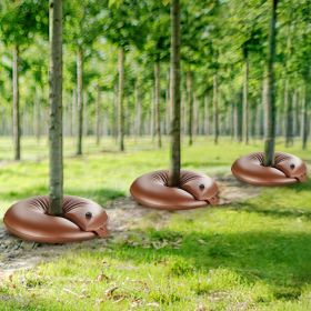 Tree Watering Bags Slow Release, 4 Pack 16 Gallons Tree Watering Ring, Reusable Refillable Tree Irrigation Ring Water Bags, Heavy Duty Watering S (Option: Brown)
