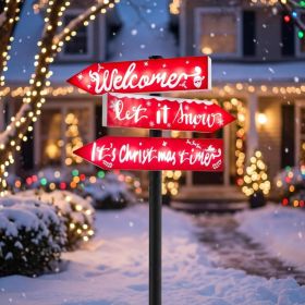 Solar Christmas Decoration Sign Lights,39INCH Large Xmas Yard Sign (Option: Red)