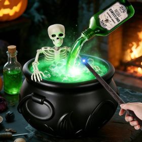 Halloween Decorations Indoor, Large Witches Cauldron Halloween Decor Wand Control Cauldron With Mist Maker, Floating Potion, Spooky Cauldron Hocu (Option: Black)