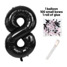 40 Inch Black Number Balloons With  Ribbon Bow 1 Roll Glue Point (Option: W13613484)