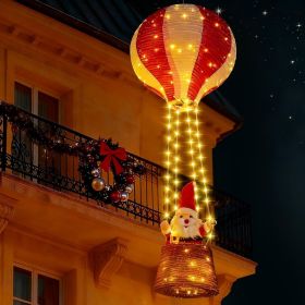 43.3IN 125LED Light Up Christmas Decor Hot Air Balloon With Santa Plush Battery Operated Timer 8 Modes Xmas Lights Funny Indoor Outdoor Lighted H (Option: Red)
