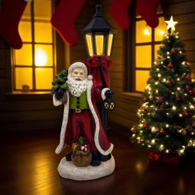 Christmas Santa Light For Xmas Party Decoration Ornament Tree Claus Snowy Ground Lamp Winter With Box For Home Table Garden Art Decor (Option: Red)