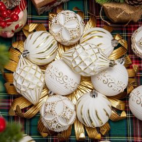 16PCS Shatterproof Christmas Ball Ornaments Set, Hand-Painted Holiday Decor With Assorted Sizes & Designs For Christmas Tree Thanksgiving Party D (Option: Gold)