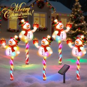 Solar Christmas Decorations Outdoor Pathway 5Pack Snowman Christmas Lights 10 Modes IP65 Waterproof Auto On Off (Option: White)