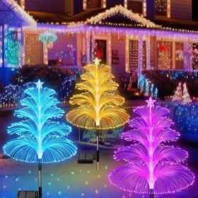Solar Christmas Decorations Trees Lights Outdoor Waterproof Solar Christmas Tree Jellyfish Lights 5 Layer Optical Fiber 7 Color Changing For Path (Option: Multicolor)