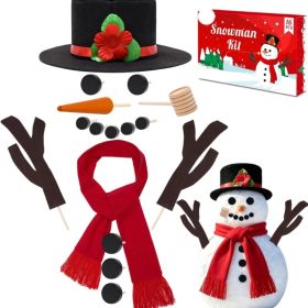 16 Pcs Snowman Christmas Decorations For Outdoor Winter 16 Pcs Snowman Kit With Hat,Scarf,Nose,Pipe And Arms,Outdoor Snowman Decorations (Option: Snowman)