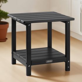 Outdoor Side Table 2-Tier HDPE Outside End Table For Indoor Backyard Black (Option: Black)