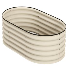 3.4' x 2' x 1.4' Galvanized Raised Garden Bed Kit, Metal Planter Box with Safety Edging, Cream (Option: Cream White-625x485x175 mm)