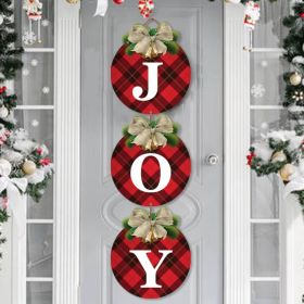 Outdoor Christmas Door Decorations, Joy Sign For Front Door, Buffalo Plaid (Option: Red)
