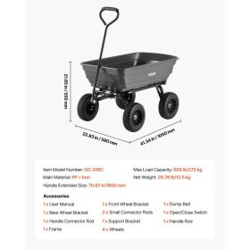 Garden Dump Cart, 600 Lbs Poly Dump Cart, Garden Carts Dumps Wagon With 90° Quick-Dumps Mechanism, 180° Swivel Wheels, 270° Flexible Rotating Bea (Option: Black)