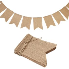 Burlap Banner 15 PCS, Blank 5x7.5 Inch Flags With 11.5 Ft String For DIY Christmas, Birthday, Wedding, Baby Shower And Graduation Decor (Option: ATan)