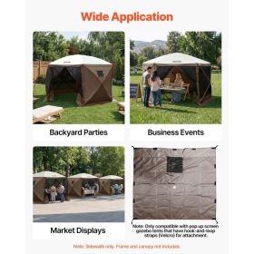Canopy Sidewalls, 5.67 X 4.85 Ft, Canopy Tent Walls With Waterproof And Sunlight Protection Layer, One-Sided Window Design, Fit For Outdoor Event (Option: Black)