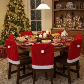 Christmas Chair Covers,Red And White Santa Claus Hat Chair Back Cover Christmas Chair Slipcovers For Xmas Kitchen Dinning Room Bar Decoration Hol (Option: 6PCS)