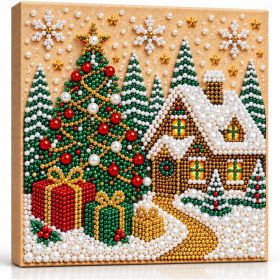 Diamond And Pearl Art Kits For Adults, Christmas Decorations, Framed Decor (Option: Brown)