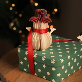 Honeycomb Handmade Paper Snowman - Holiday Decor (Color: White)