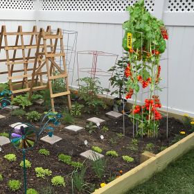 Tomato Cages, 11.8' X 11.8' X 46.1', 10 Packs Square Plant Support Cages, Silver PVC-Coated Steel Tomato Towers For Climbing Vegetables, Plants, (Option: Green)