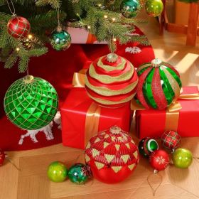 6''/150mm Large Christmas Ball Ornaments, 4Pcs Christmas Tree Decor, Shatterproof Hanging Decorations With Hooks, White & Silver Baubles For Xmas (Option: RedGreenGold)